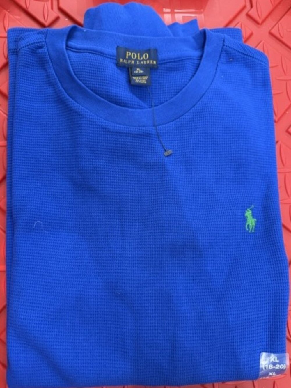 Polo Ralph Lauren Top XL (18-20) Waffle Knit Royal Blue Long Sleeve